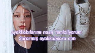 Sararan beyaz ayakkabı nasıl temizlenir, how to clean white sneakers, spor ayakkabı nasıl temizlenir