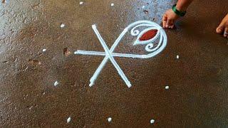 Tamilputhandu special flowers kolam|5*3 chithirai1kolam| Begginners rangoli|Beautiful Super rangoli