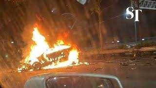 Accident involving a car along the Pan-Island Expressway