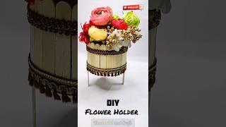 Diy flower holder with popsicle sticks|flower vase with icecream sticks #shorts #shortsfeed #reuse