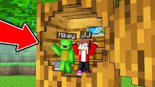 TINY Mikey and JJ Built a Secret Base Inside a TREE in Minecraft (Maizen)