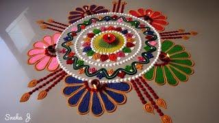 Beautiful free hand rangoli design |