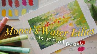 Arrtx Soft Oil Pastels & Painting Monet's Water Lilies ️ 48 color swatches, review & comparison