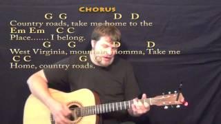 Country Roads (John Denver) Strum Guitar Cover Lesson in G with Chords/Lyrics #countryroads #guitar