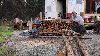 A  busy week at the Alaska cabin Burning, Felling Trees and Tile