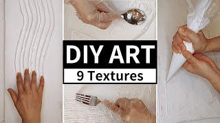 DIY wall canvas textured art with 9 different textures | Home decor ideas