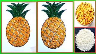 Pineapple Pulses Craft || Rice And Pulses Crafrlt || Lentil Crafts || Wall Hanging Ideas ||  #Diy