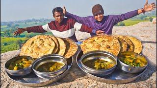 Picnic Special Makki Roti Saag Thali Eating Challenge | Family Picnic Food | Man Vs Food