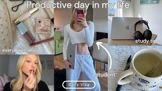 FULL DAY OF COLLEGE | studying, daily routine, self care