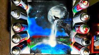 TUTORIAL  ||  Spray painting by  Artist Shintu Mourya.   #spraypaint #spraypainting #scenery