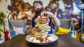 CREAM'S HUGE PANCAKE TOWER CHALLENGE | BeardMeatsFood