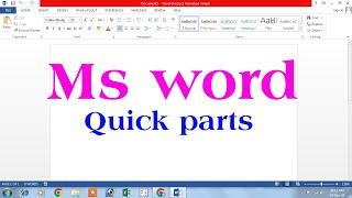 quick parts | quick parts in ms word | ms word quick parts | quick parts in word