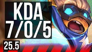 KENNEN vs FIORA (TOP) | 7/0/5, Godlike, 600+ games | KR Challenger | 25.5