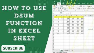 How To Use Dsum Function In Excel Sheet