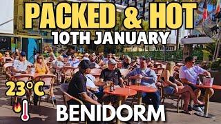 Benidorm - PACKED Bars, Terraces & Crowded Levante Beach ┃ HOT Winter Weather!