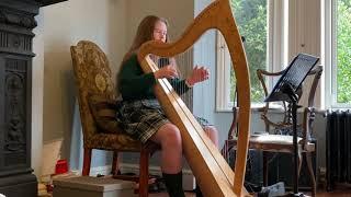 Emer playing Irish traditional harp and Carolan's Concerto