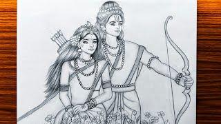 Ram sita drawing | How to draw lord Rama and Sita | Ramnavmi special | Pencil sketch