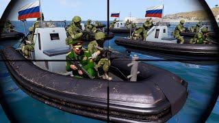 350 Russian Marines Arriving Via Black Sea Killed By US Snipers and Troops - ARMA 3