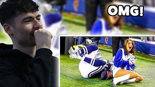 BRITS React to Craziest NFL Sideline Collisions