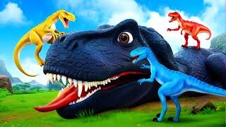 Evil Black Trex Dinosaur vs Super Tiny Raptor Dinos - Epic Battle of Dinosaurs 2024 | Jurassic World