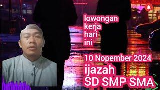 lowongan kerja hari ini 10 Nopember 2024 ART, Asuh Anak, Lansia Oma Opa Bekasi dan sekitarnya