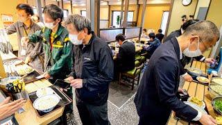 Udon is 420 yen! Workers at a self-service udon shop serve udon in 30 seconds.