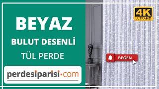 Beyaz Bulut Desen Tül Perde (4K) PerdeSiparisi.com