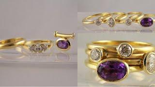 Jewellery Remodelling - before & after photos of old jewellery reset into rubover set rings