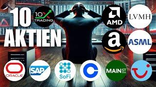 "10 AKTIEN IM CHECK" Amazon AMD ASML Coinbase LVMH SoFi SAP Oracle Main Street TUI