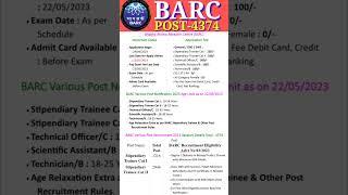 BARC Stipendiary Trainee & Other Various Post Recruitment 2023/Bhabha Atomic Research Centre (BARC)