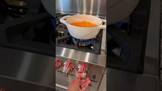 Using USA made Lodge Enamel D.O. - Tomato Soup with Grilled Cheese #grilledcheesesandwich #cooking