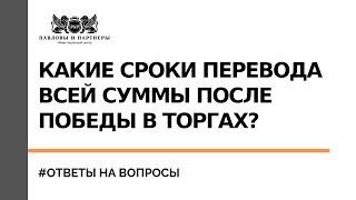 Ответы на вопросы. Торги по банкротству. Какие сроки перевода всей суммы после победы в торгах?