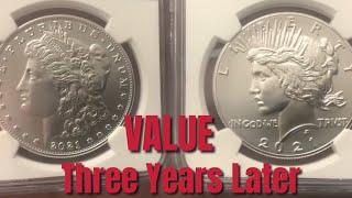 THIS is what the 2021 Morgan & Peace Silver Dollars are selling for -  Three Years Later!