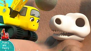 DINOSAUR BONES!!! - DIGLEY AND DAZEY | Construction Truck Long Video for Kids