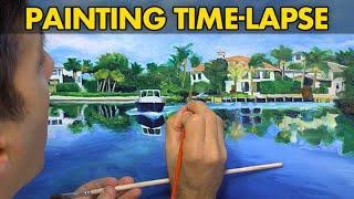 Painting of boat on the water