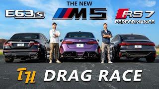 NEW BMW M5 vs Audi RS7 Performance vs AMG E63 S // DRAG & ROLL RACE