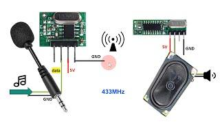 How to use 433mhz transmitter and receiver to transmit audio Superheterodyne Modules  walkie-talkie