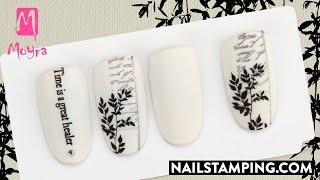 Layered stamping nail art with clean motif (nailstamping.com)