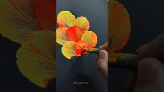 Bright and Beautiful One Stroke Flower Painting #shorts#satisfying #painting #drawing #flowers #art