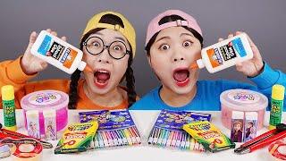 DIY Edible School Supplies Mukbang DONA