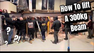 Building a Shed episode 2. Lifting a 300 kg steel beam by hand