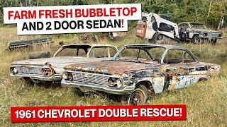 More Bubbletops?!? 1961 Chevrolet Impala and 2 door sedan Bel Air Field Finds!