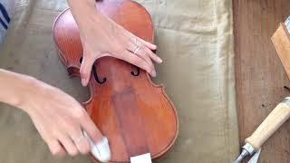  repair of an old French violin Francois Contal