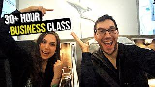 Qantas BUSINESS CLASS 787 - So IMPRESSED | Longest DAY OF TRAVEL EVER [Travel Day Vlog Part 2]