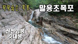 숨겨진 폭포 말용초폭포/ 신선암봉 깃대봉 하산 중 만나는 숨은 폭포 여름 산행코스 추천 충북괴산명산