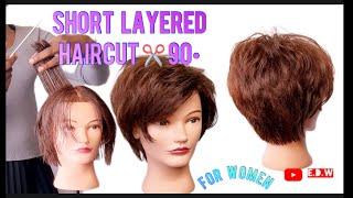 Short Layers Haircut / Uniform layer / 90 ° degree