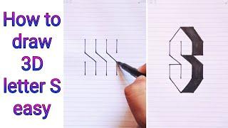 How To Draw 3D Letter S (step by step) - Easy 3D Drawings