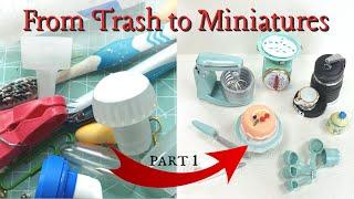 Everyday Trash to MINIATURES PART 1 #TrashToMiniatures  #recyclecrafts #miniatureitems