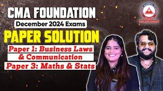 CMA Foundation- BUSINESS LAWS & MATHS & STATS Exam Paper Solution For Dec 2024 Exams