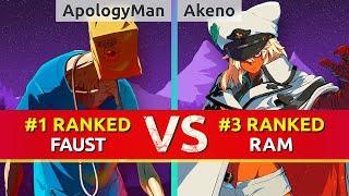 GGST ▰ ApologyMan (#1 Ranked Faust) vs Akeno (#3 Ranked Ramlethal). High Level Gameplay